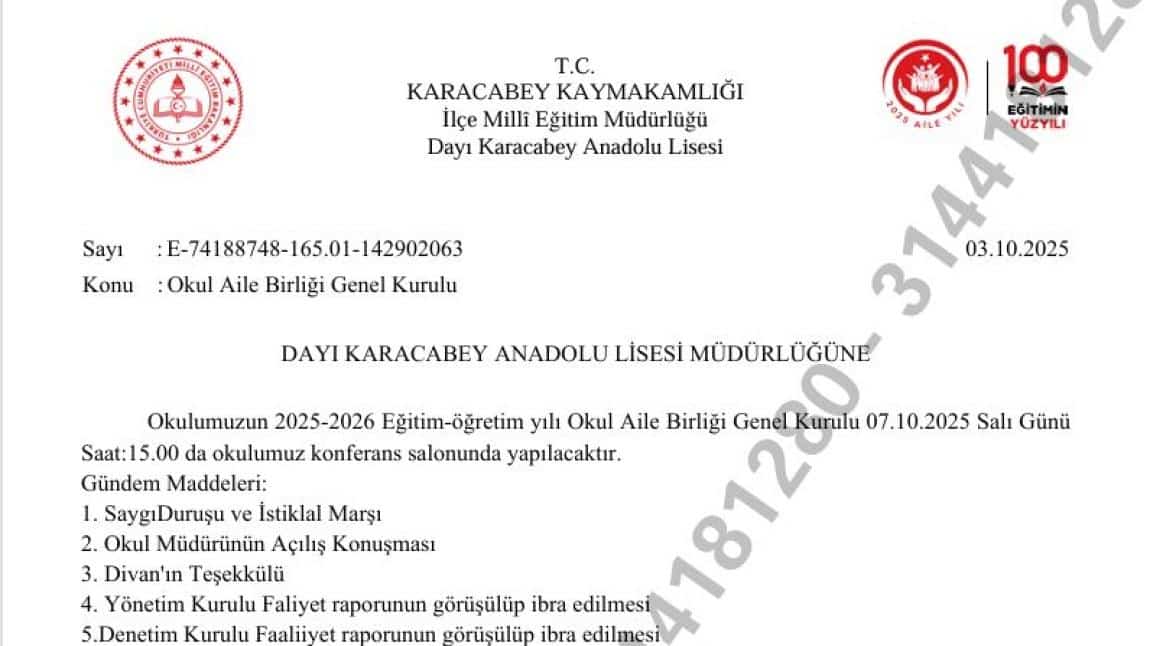 Okul Aile Birliği Genel Kurulu